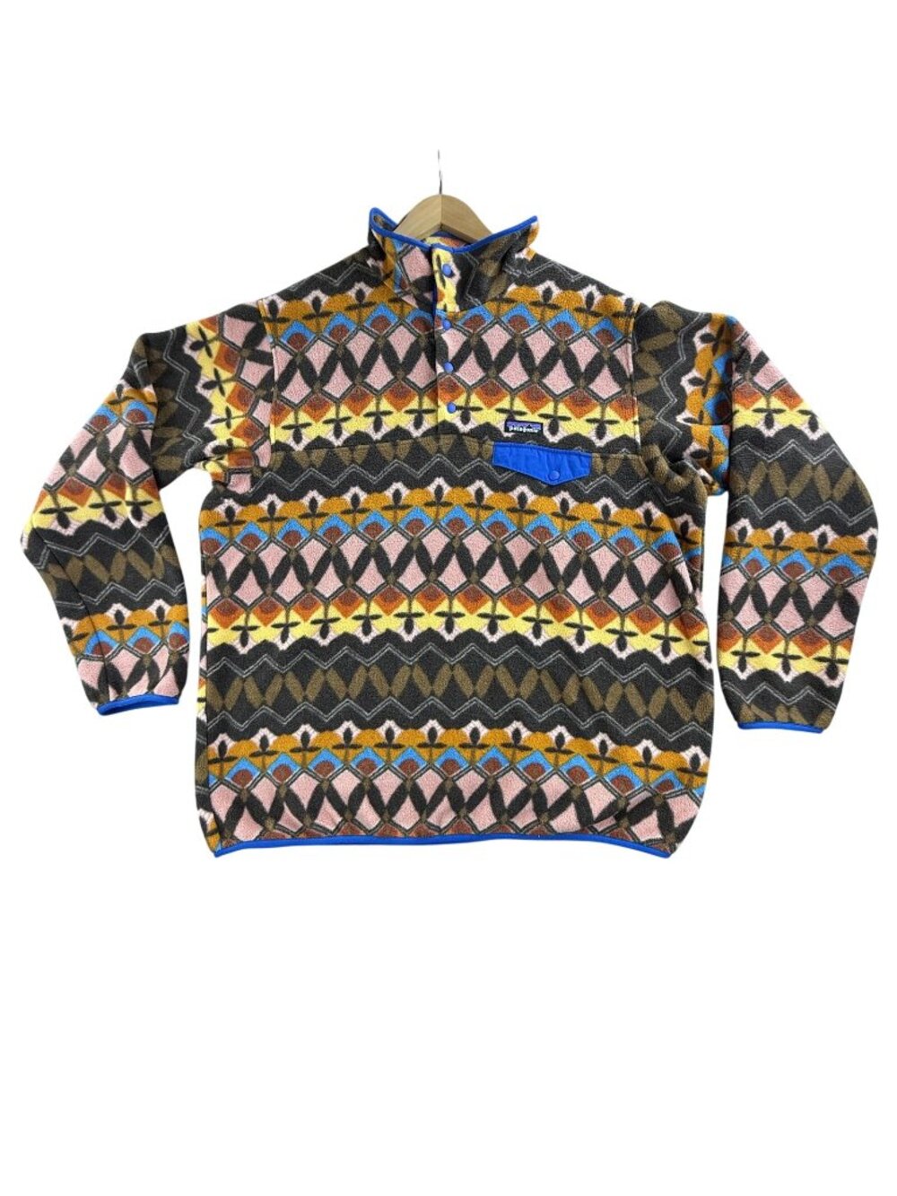 Patagonia Synchilla Jacket Mens 2XL Brown Fleece Snap-T Aztec Pullover STY25455
